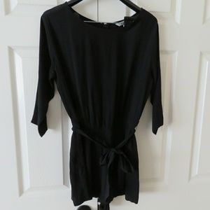 Romper- Black Semi-Sheer BB Dakota with Tie